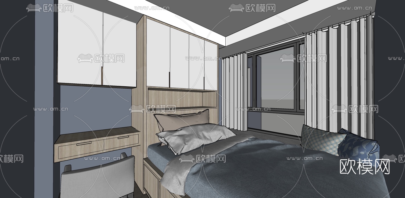 现代公寓客厅su模型下载（渲染图4）