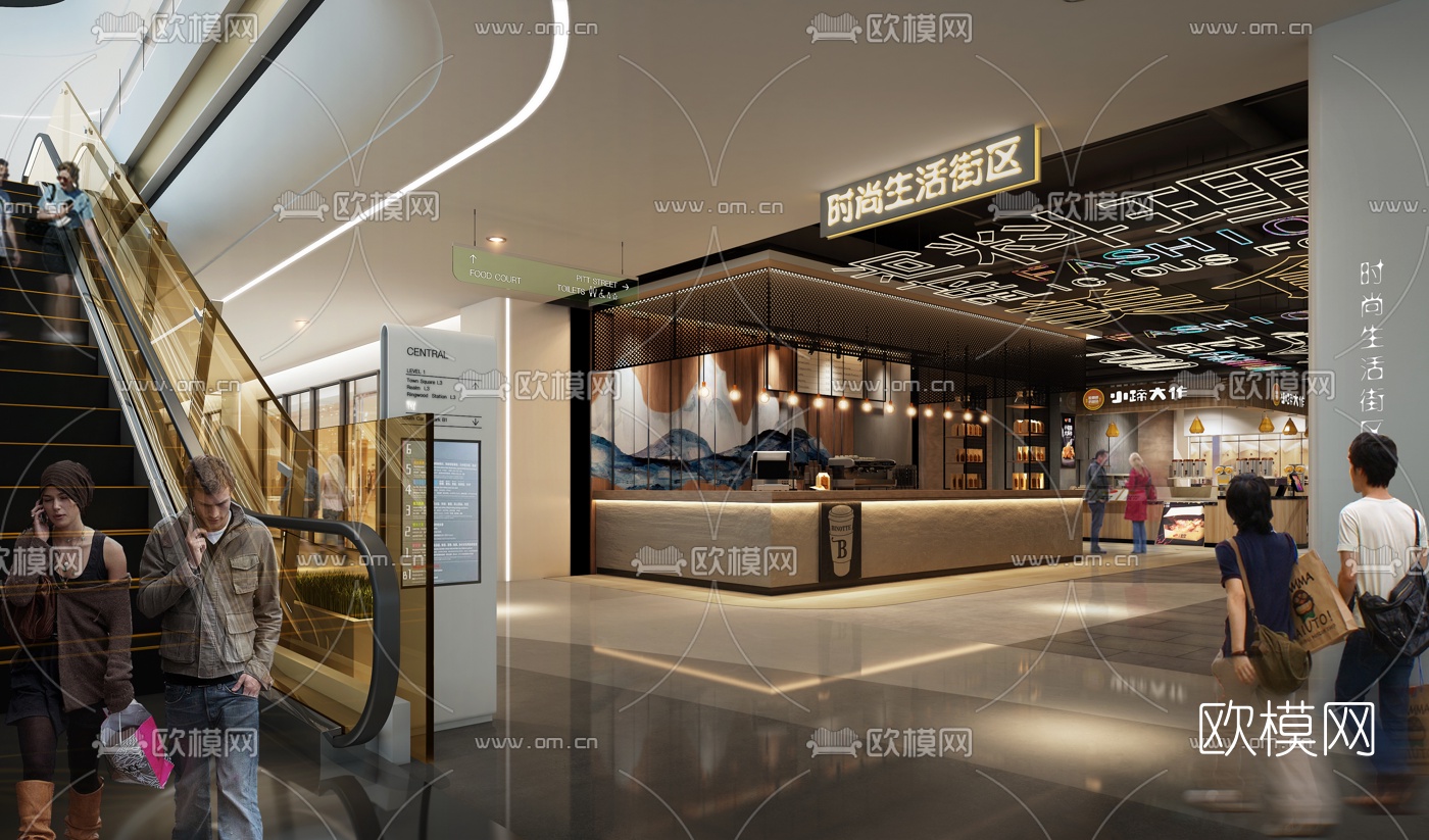 现代商场负一楼3d模型