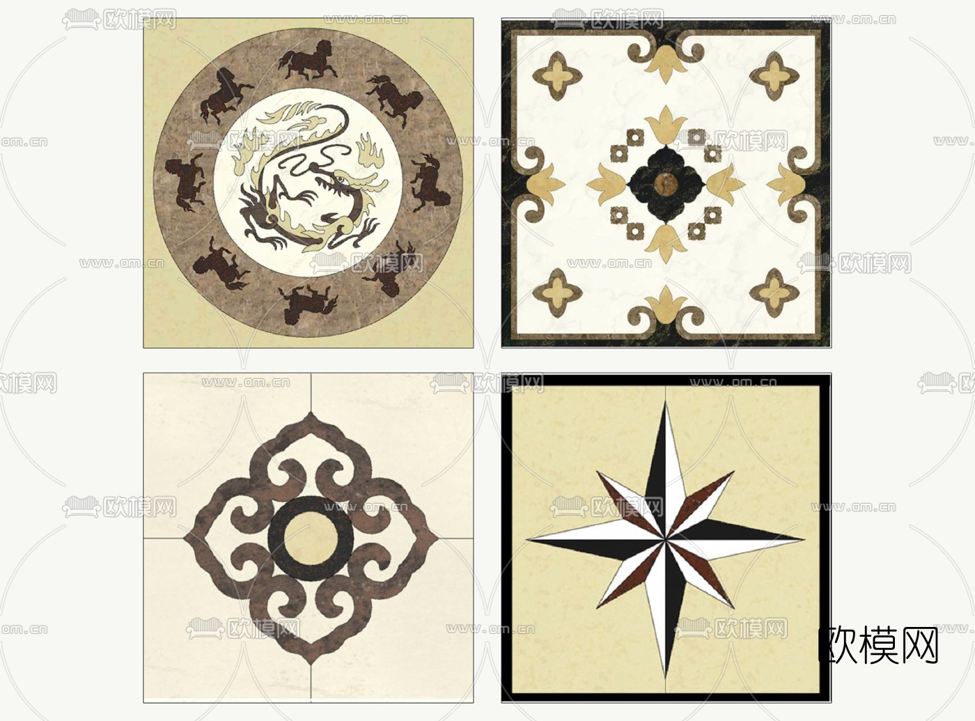 欧式石材瓷砖拼花su模型下载