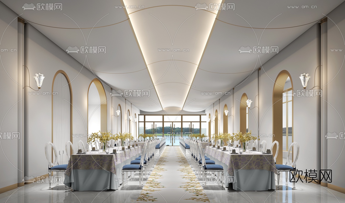 欧式酒店宴会厅3d模型