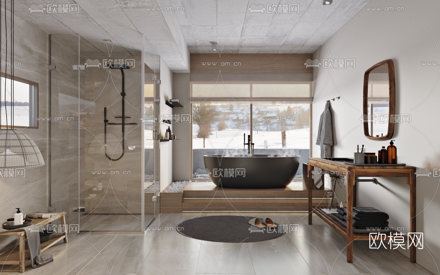 北欧卫生间浴室3d模型下载（渲染图1）