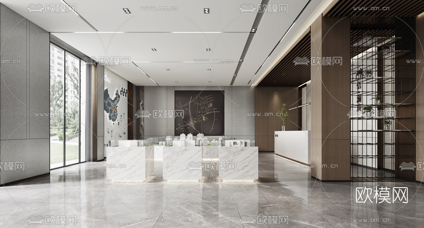 现代售楼处沙盘区3d模型