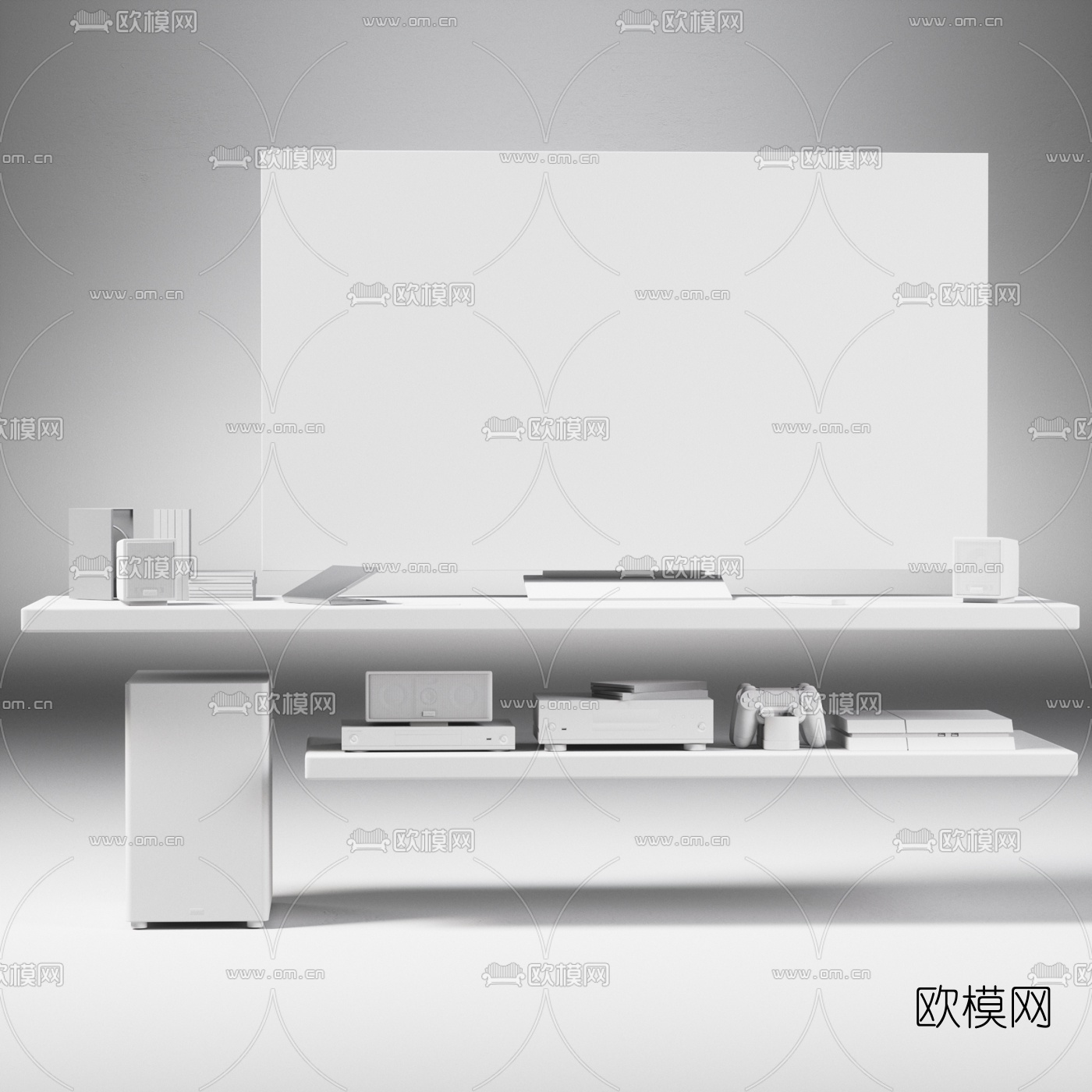 现代音响碟机电视机3d模型