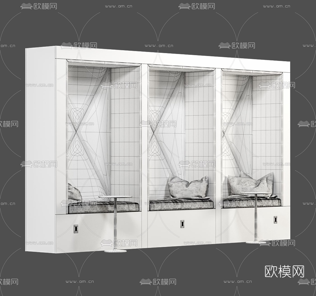 现代布艺卡座沙发3d模型
