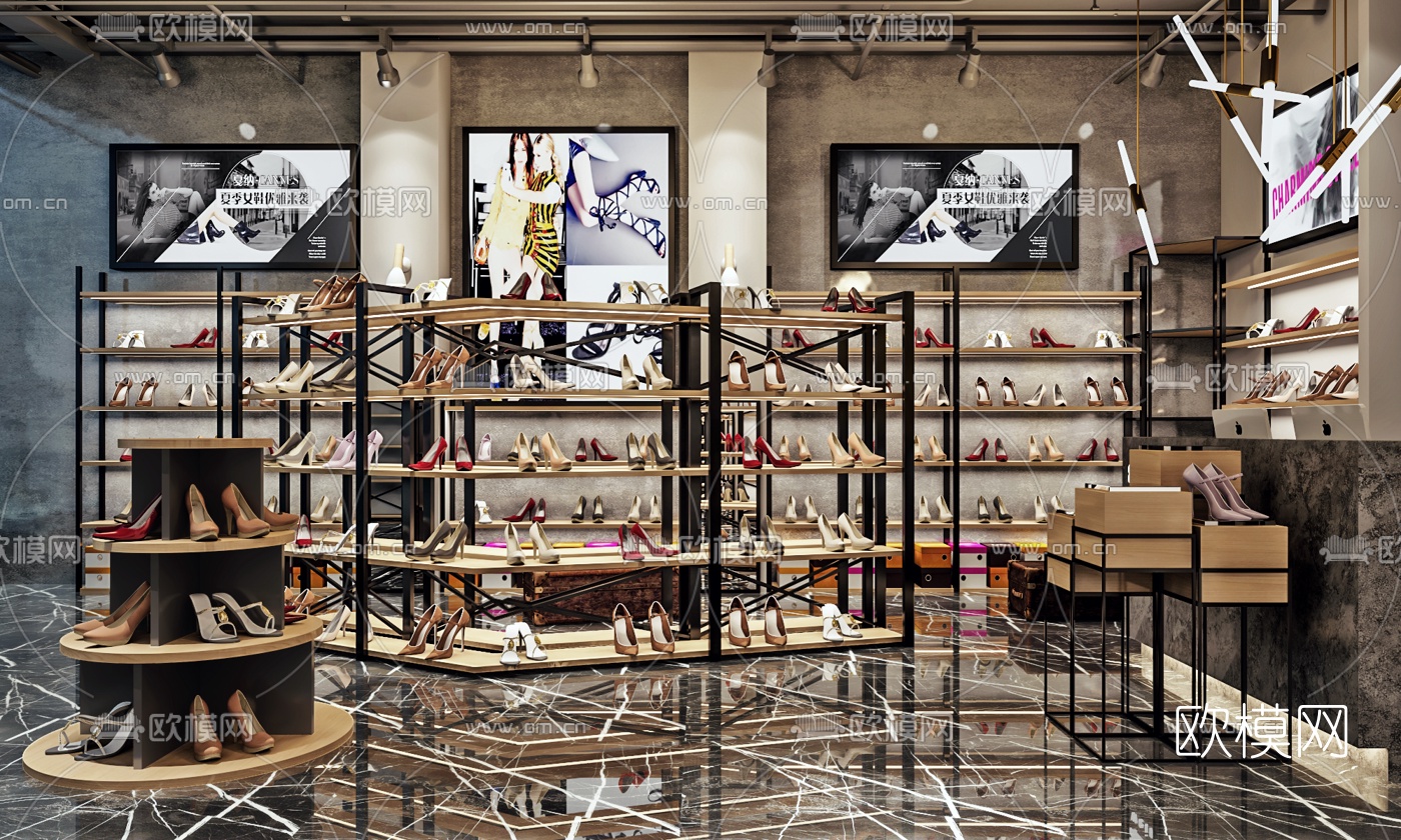 工业风鞋子专卖店3d模型下载