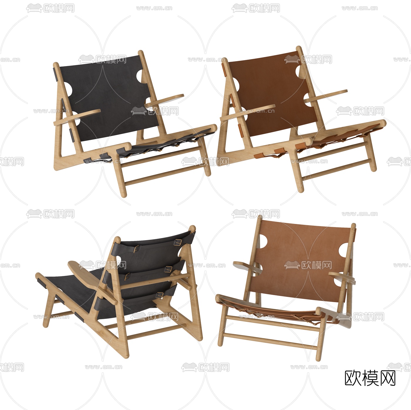 北欧皮革躺椅3d模型下载