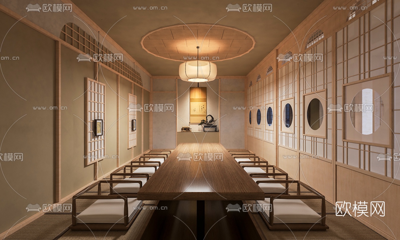 日式日料店3d模型下载（渲染图1）