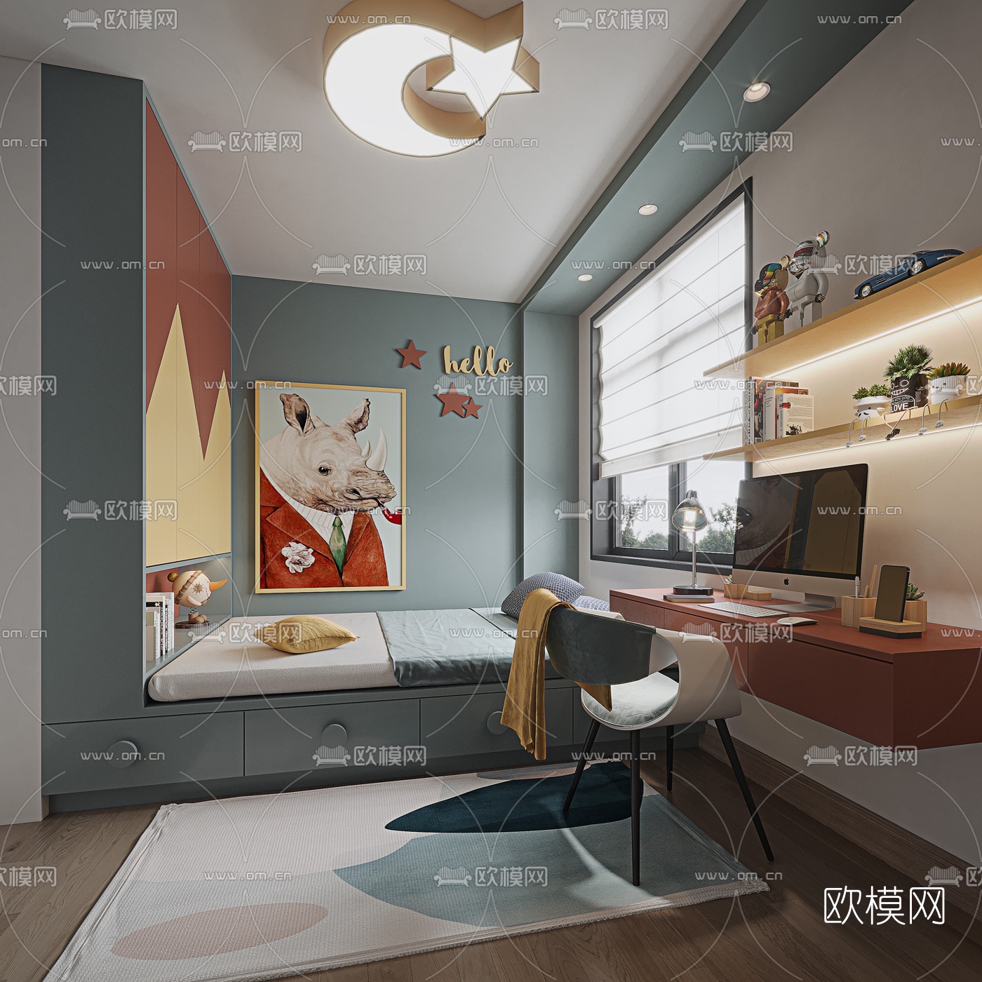 现代榻榻米小孩房3d模型