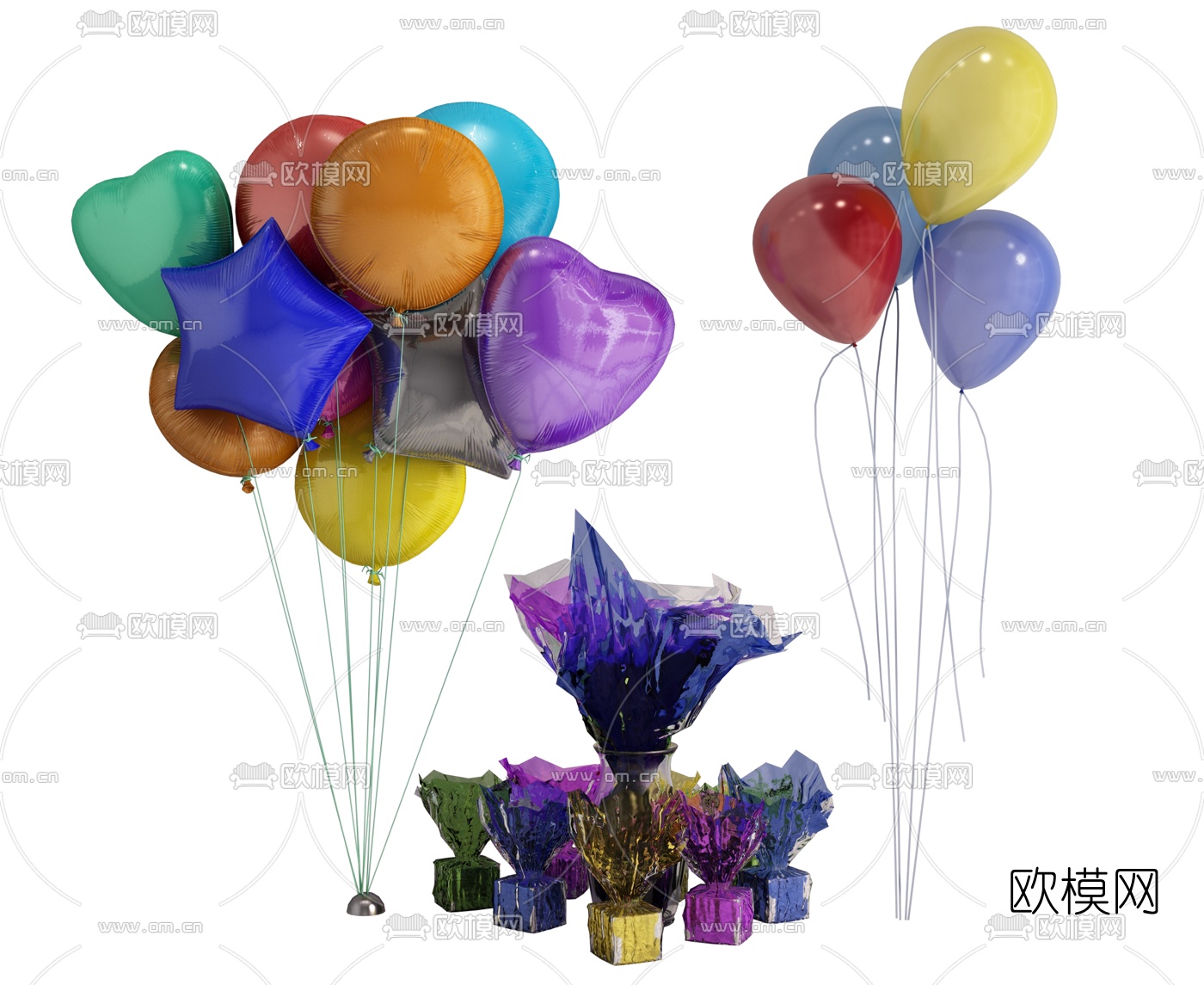 现代儿童气球玩具组合3d模型下载