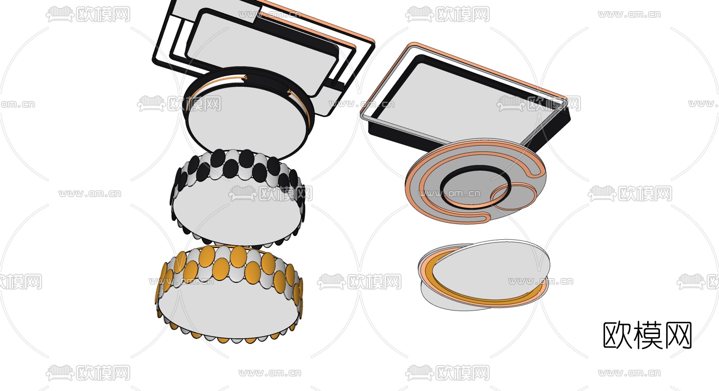 现代吸顶灯su模型下载（渲染图2）