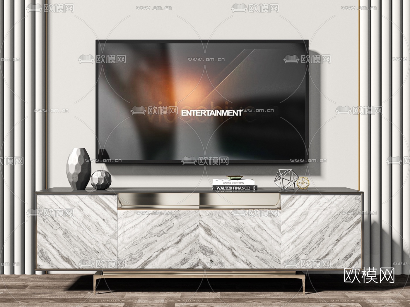 现代轻奢电视柜3d模型下载