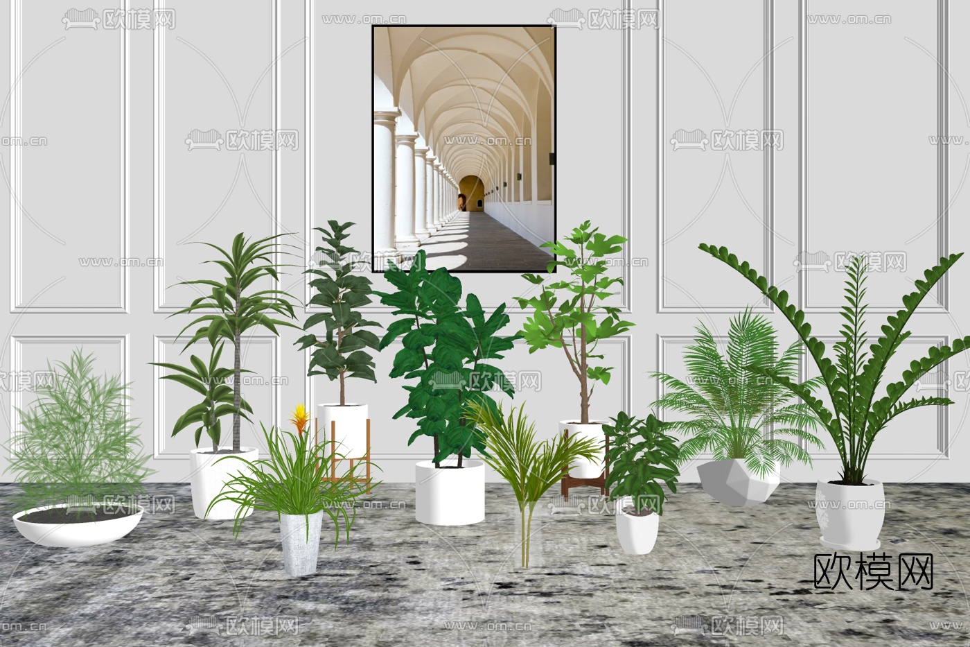 现代绿植盆栽su模型下载