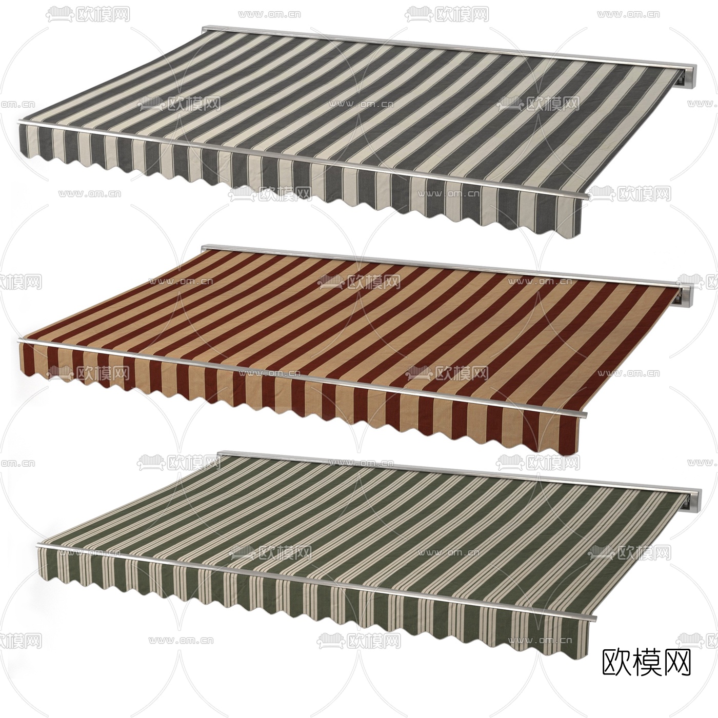 北欧条纹雨搭雨棚3d模型下载（渲染图2）