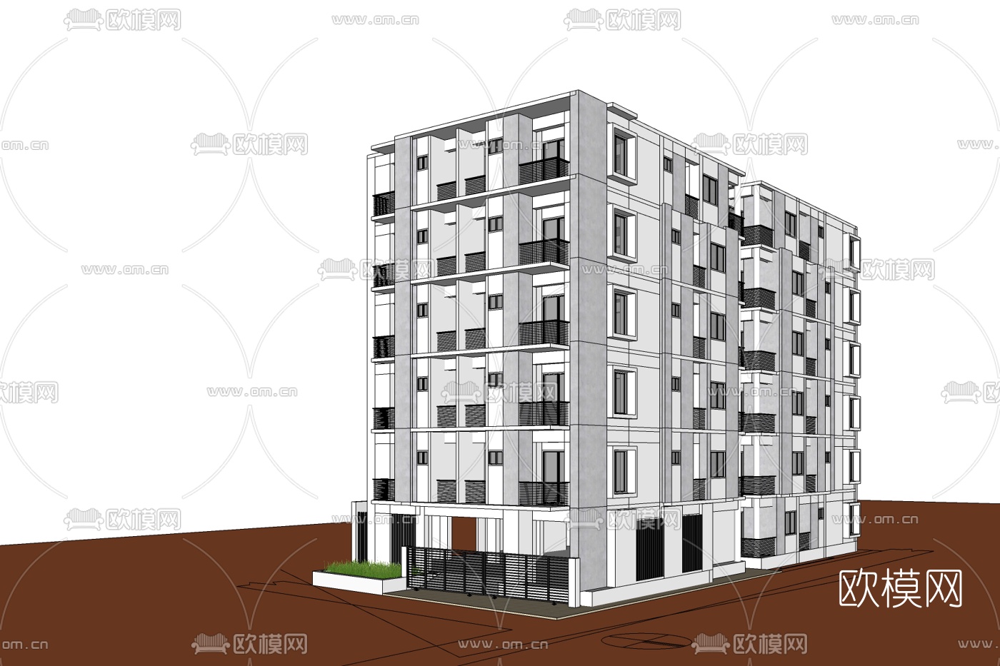 现代公寓楼免费su模型