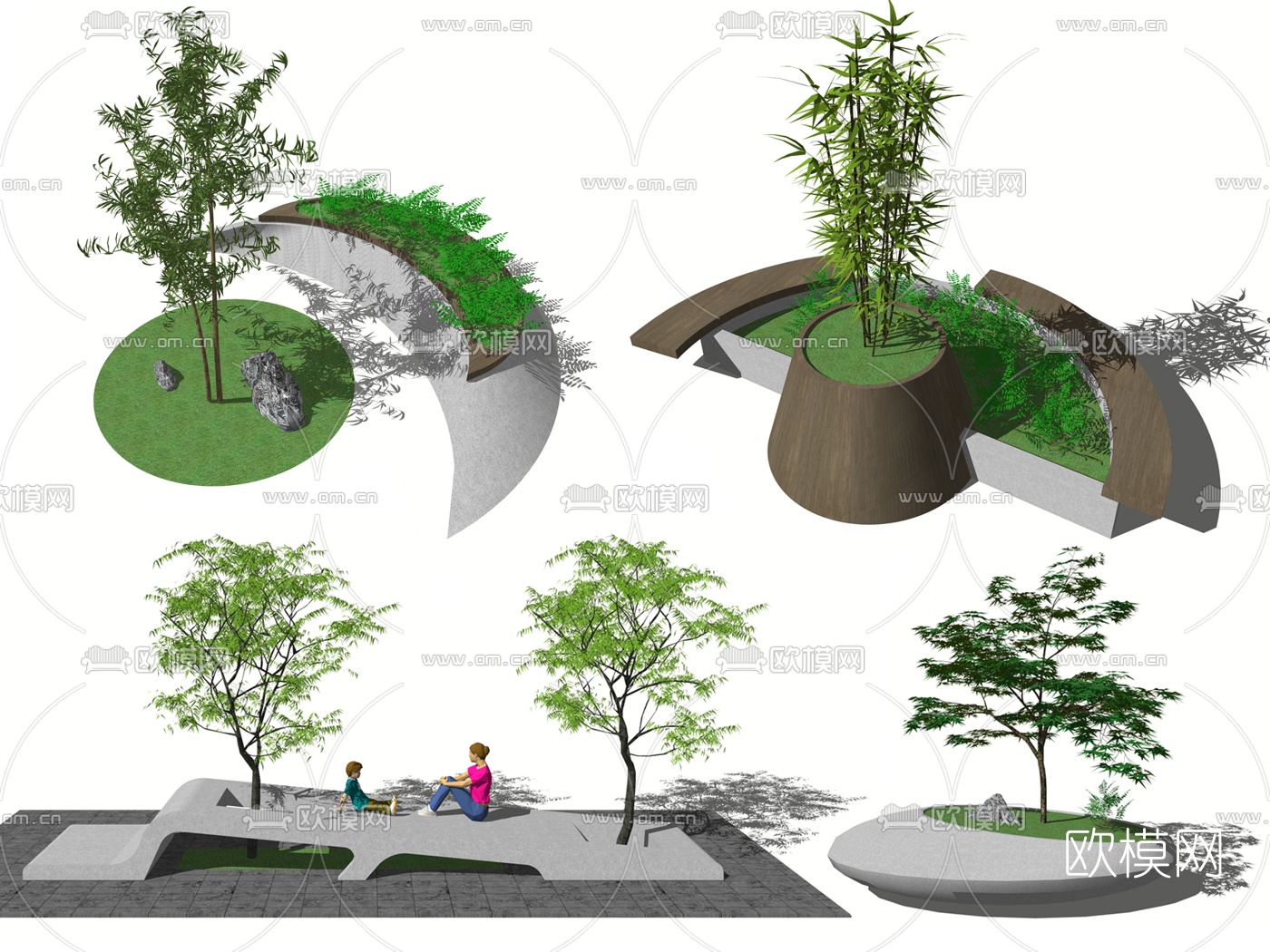 现代树池su模型下载（渲染图1）