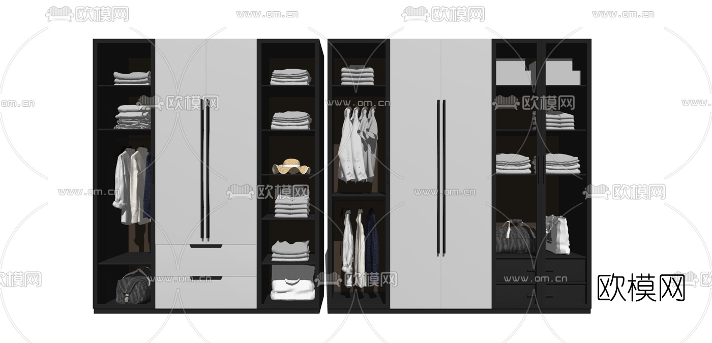现代衣柜su模型下载