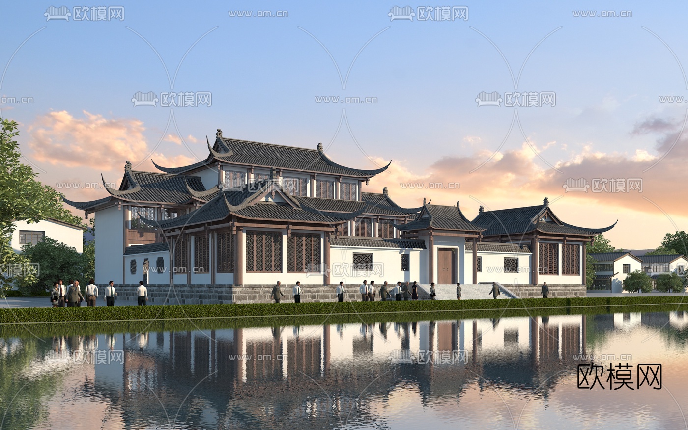 中式古建商业街3d模型下载