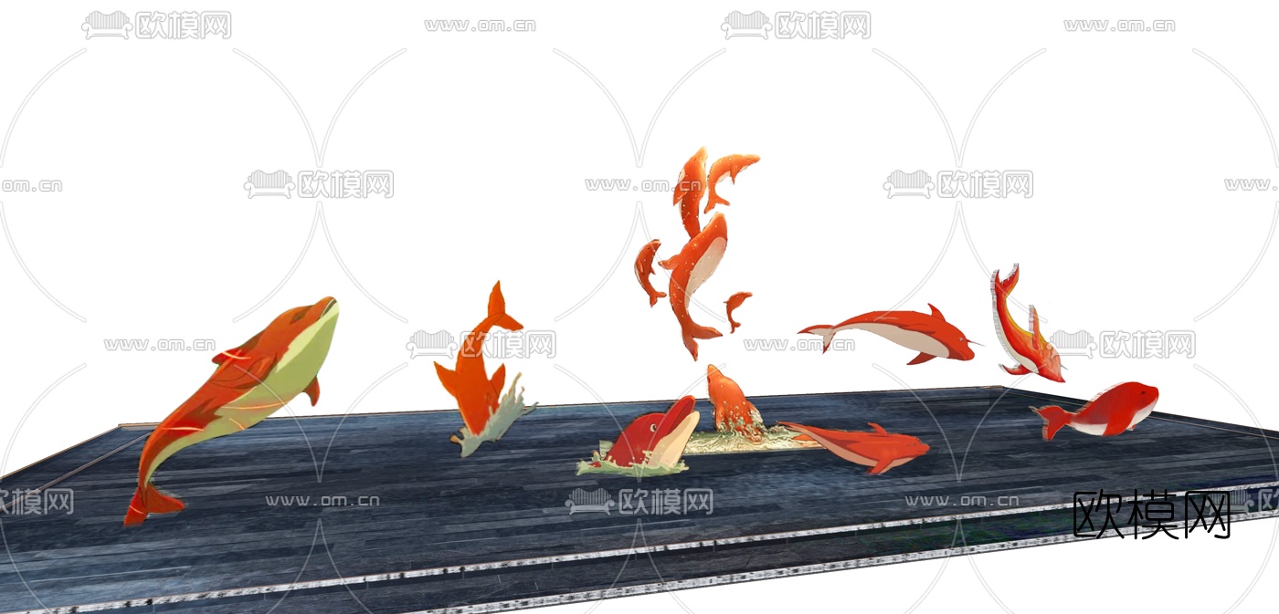 现代海豚雕塑小品su模型