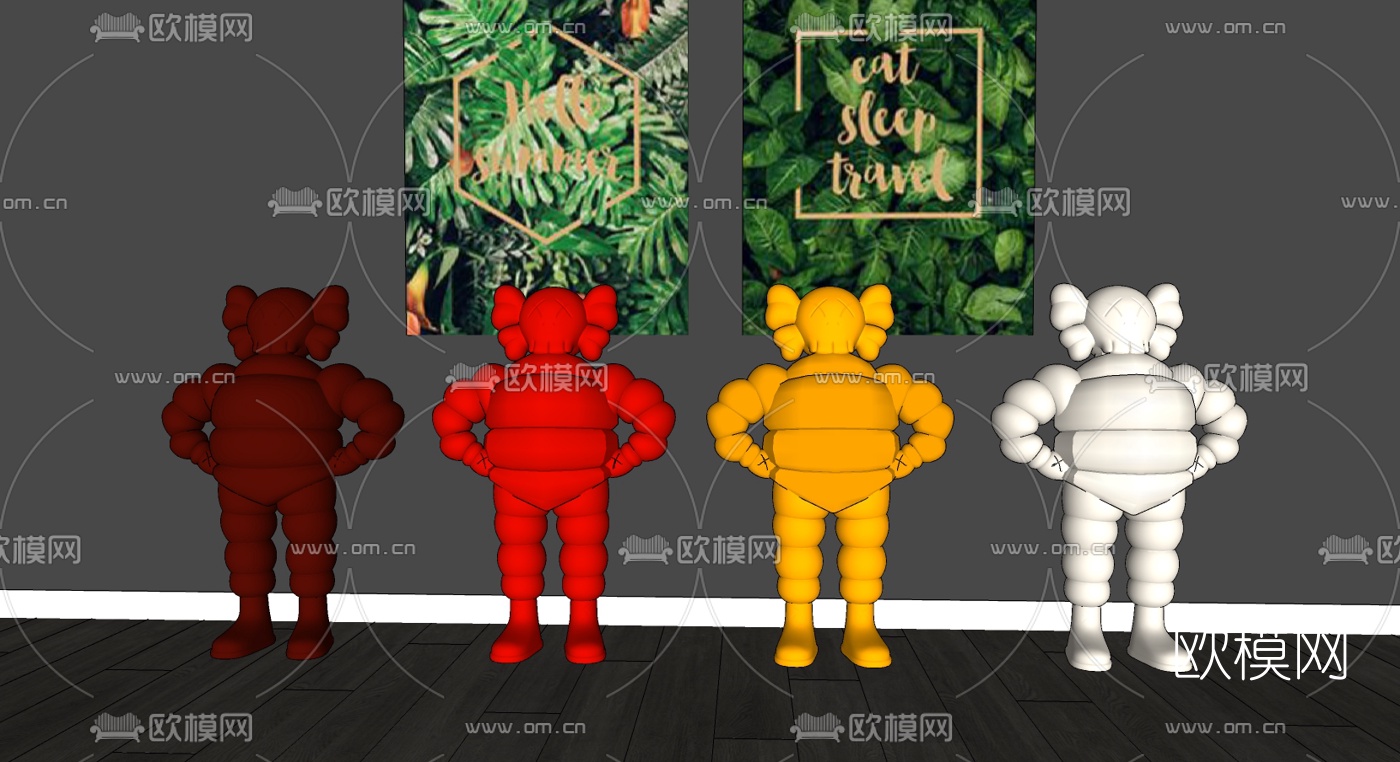 现代kaws玩具su模型下载（渲染图2）