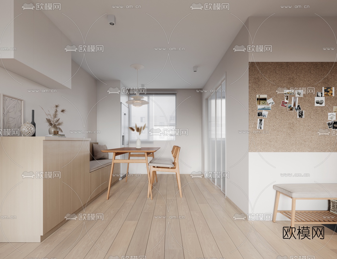日式简约客厅餐厅3d模型