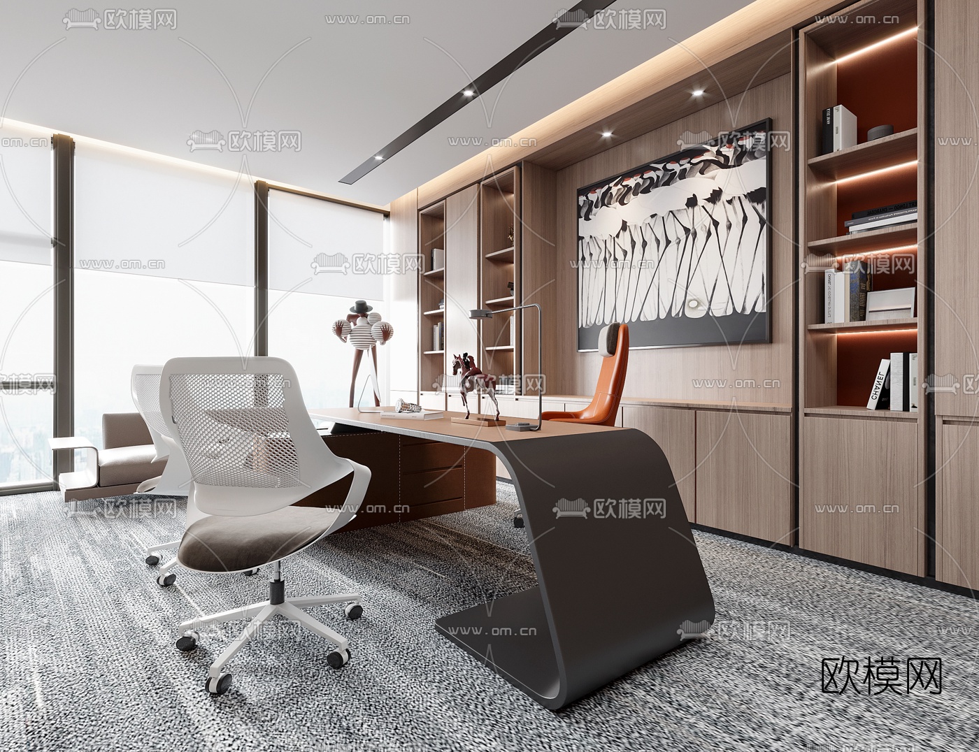 现代总经理办公室3d模型