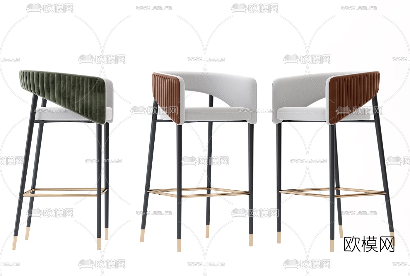 现代布艺吧椅3d模型下载