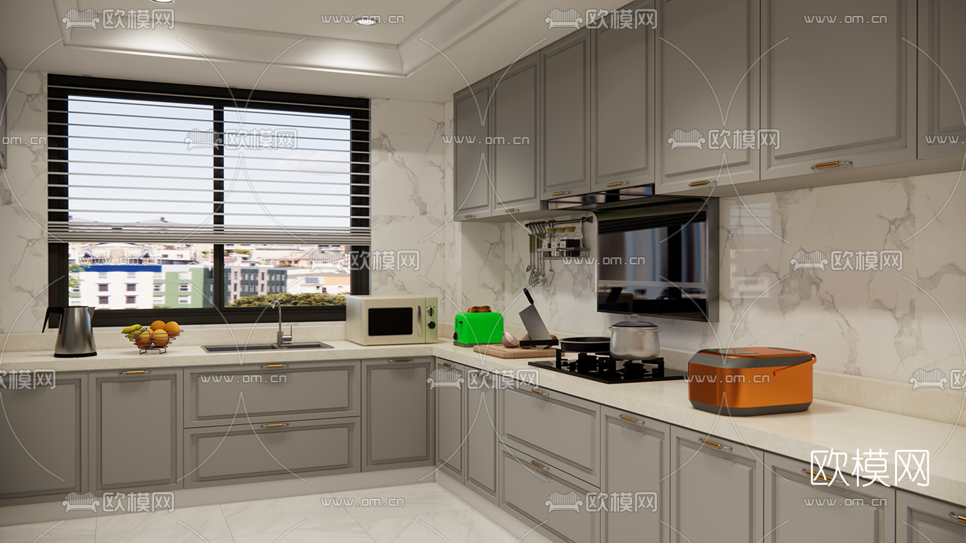 简欧厨房su模型下载（渲染图4）