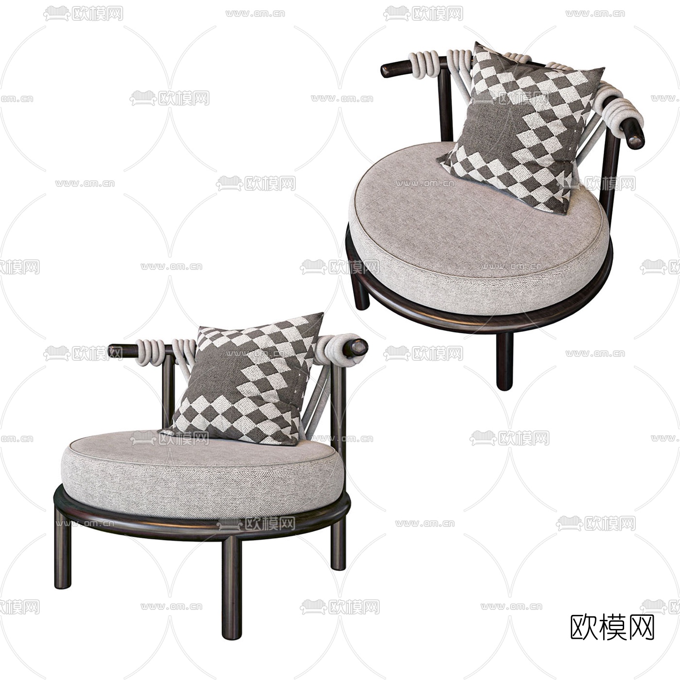 Cassina 现代布艺休闲椅3d模型下载（渲染图1）