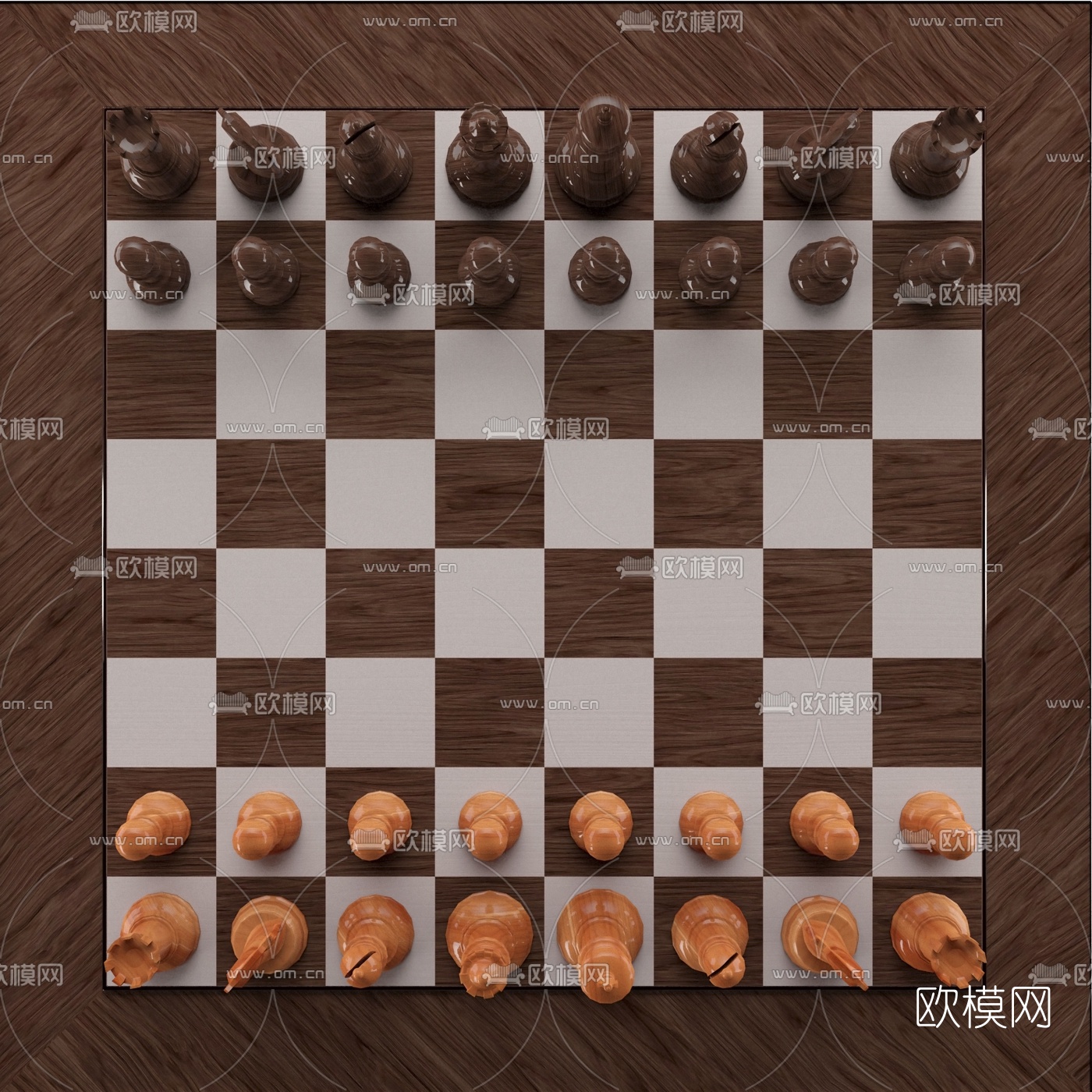 现代国际象棋免费3d模型下载（渲染图1）