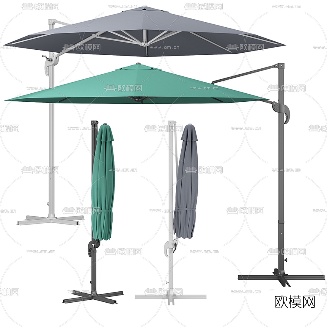 现代户外遮阳伞3d模型下载（渲染图1）