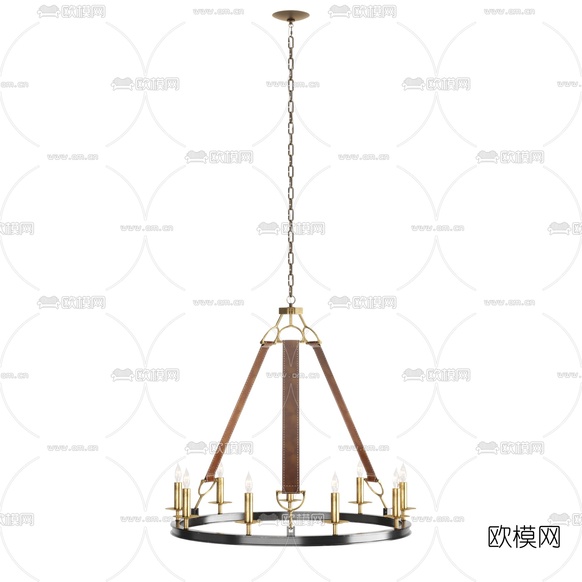 现代金属环形烛台吊灯3d模型下载(渲染图1)