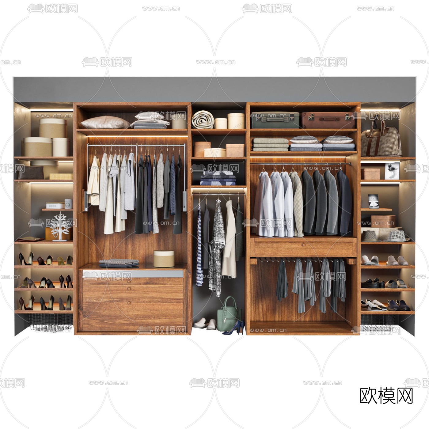 北欧无门衣柜3d模型下载