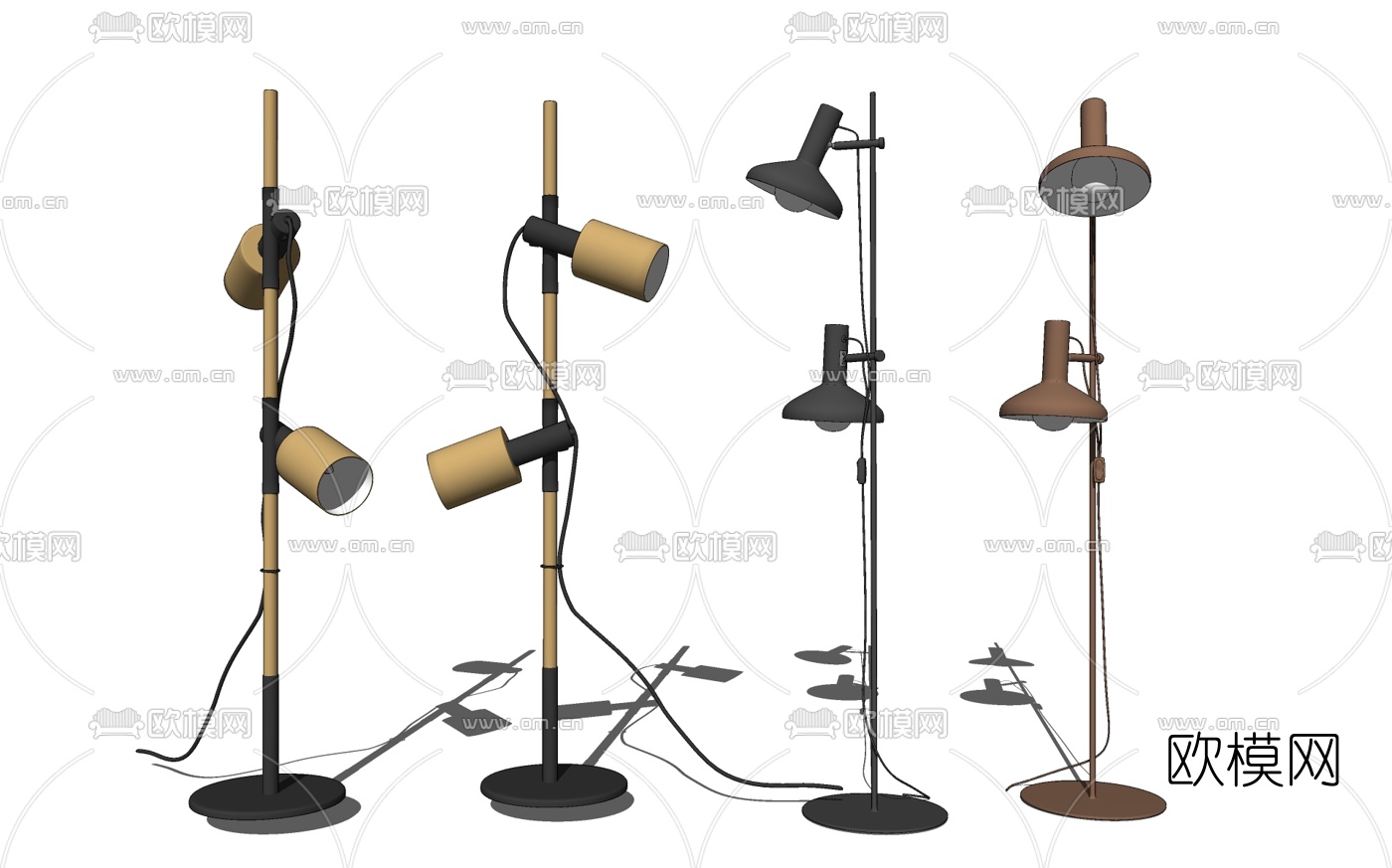 工业风落地灯su模型下载