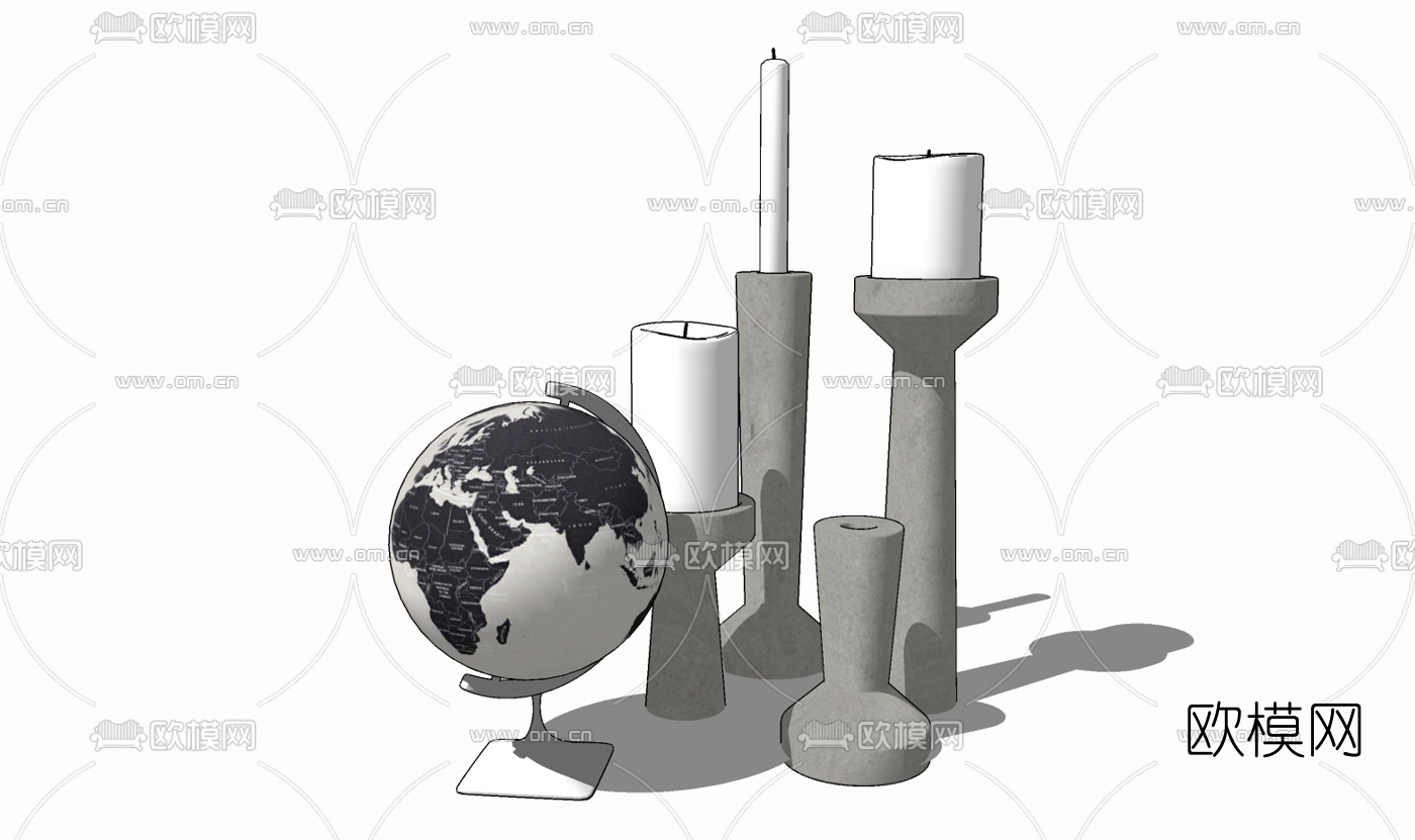 现代烛台灯免费su模型下载