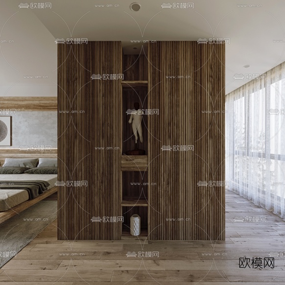 自然风卧室主人房3d模型下载(渲染图5)