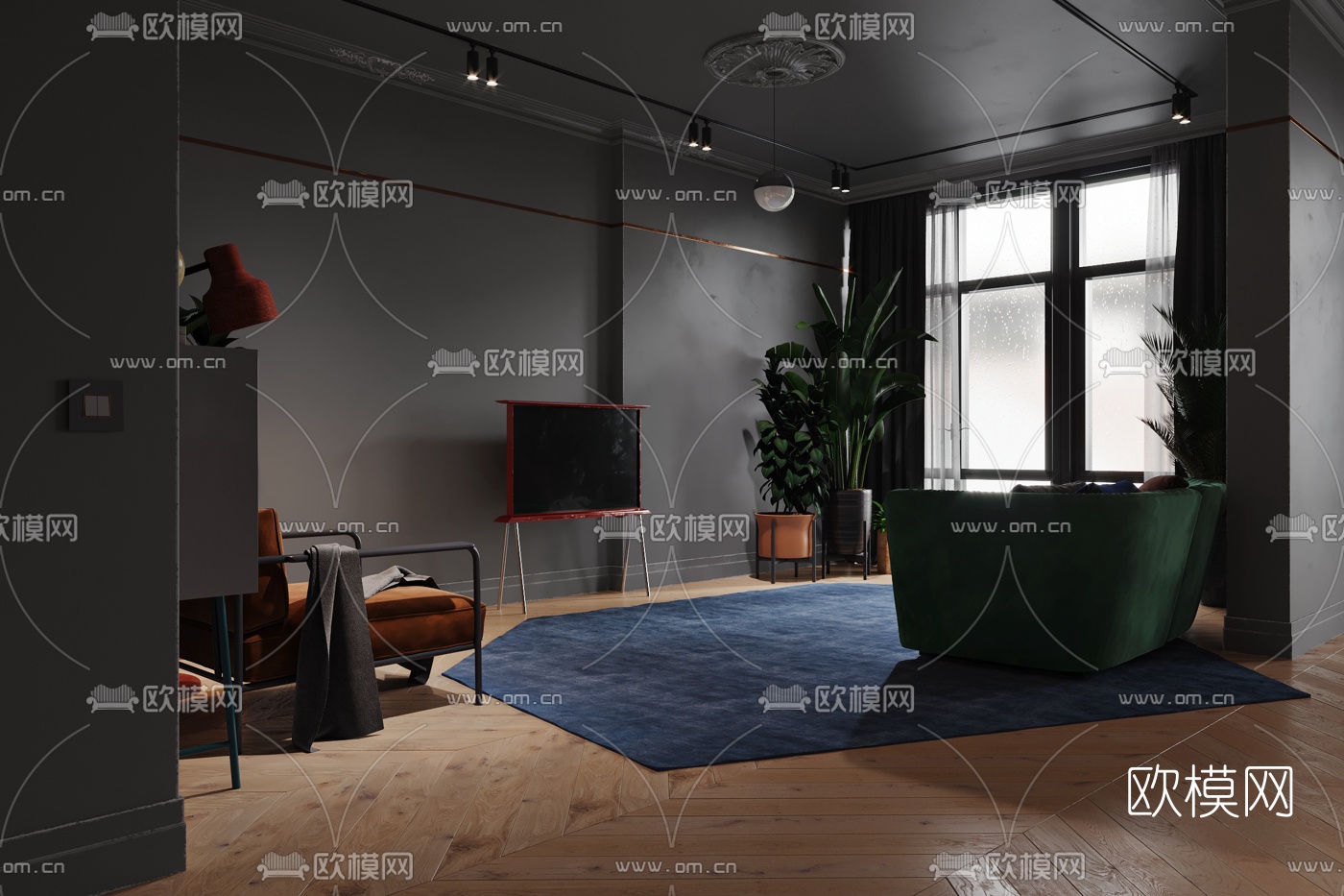后现代客厅餐厅3d模型