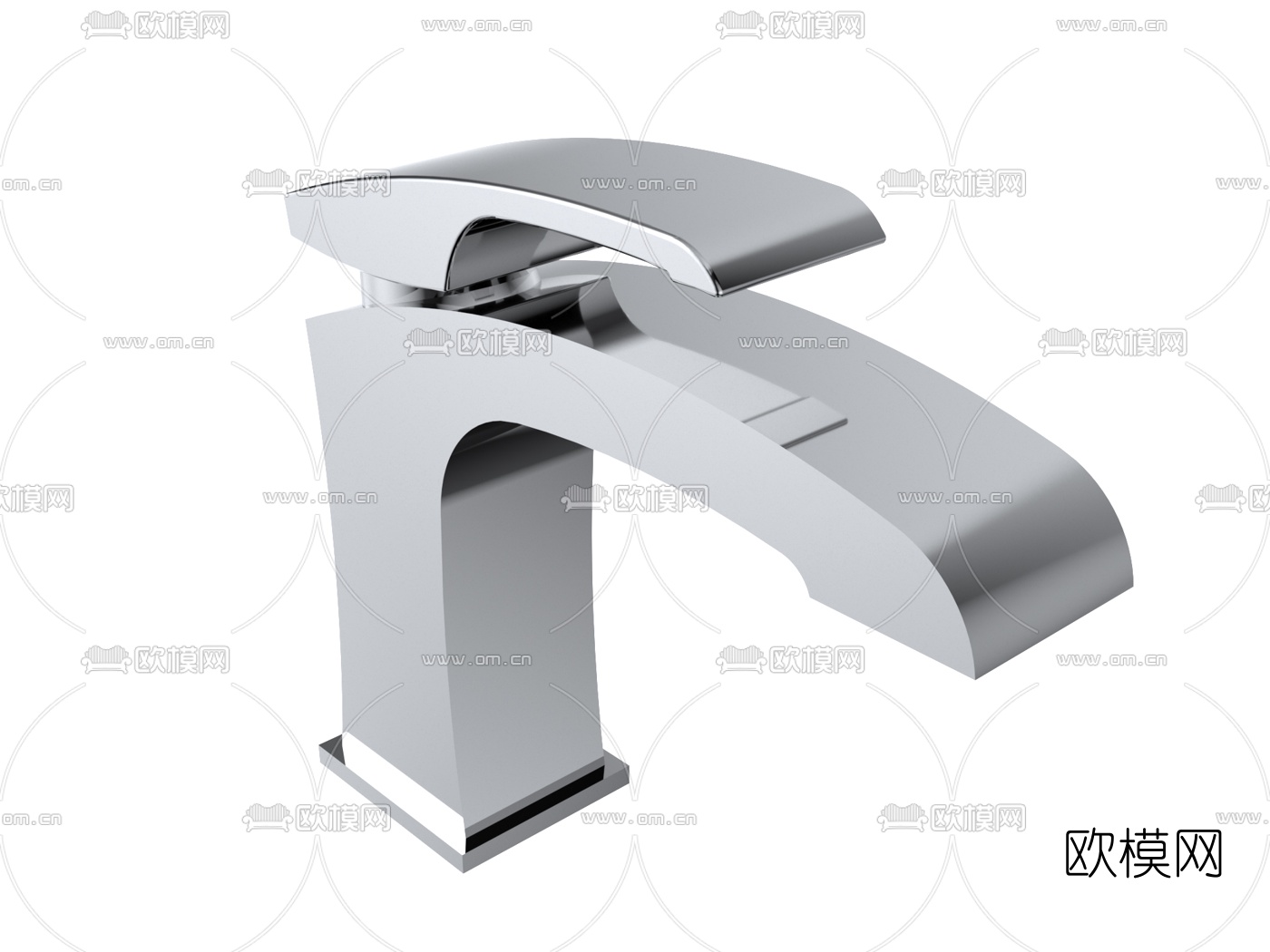 现代不锈钢水龙头3d模型下载（渲染图2）