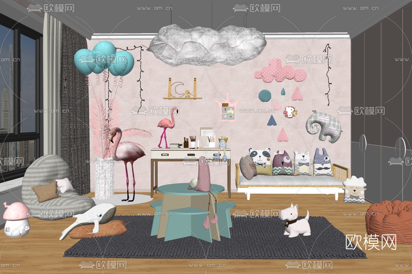 北欧儿童活动室su模型下载