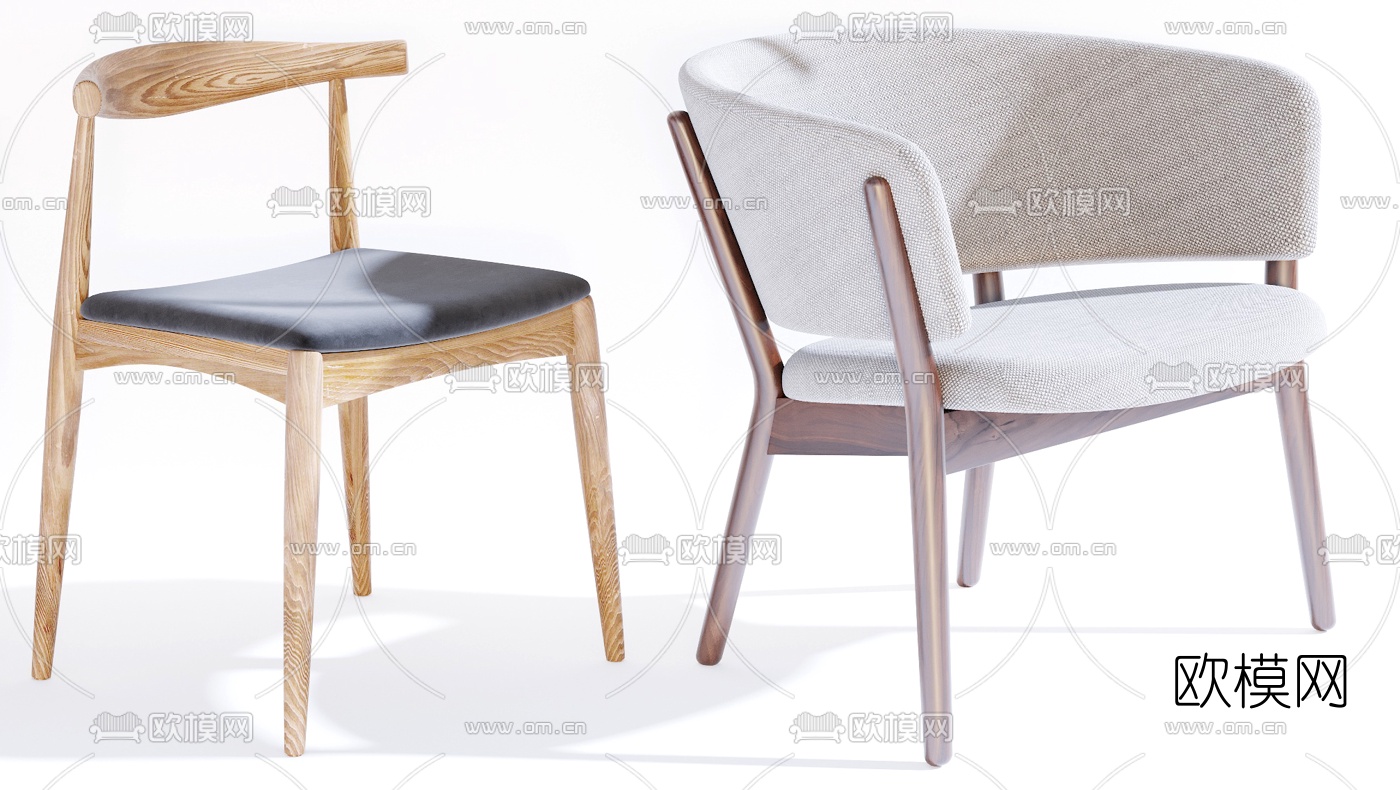 现代布艺休闲椅3d模型下载（渲染图3）