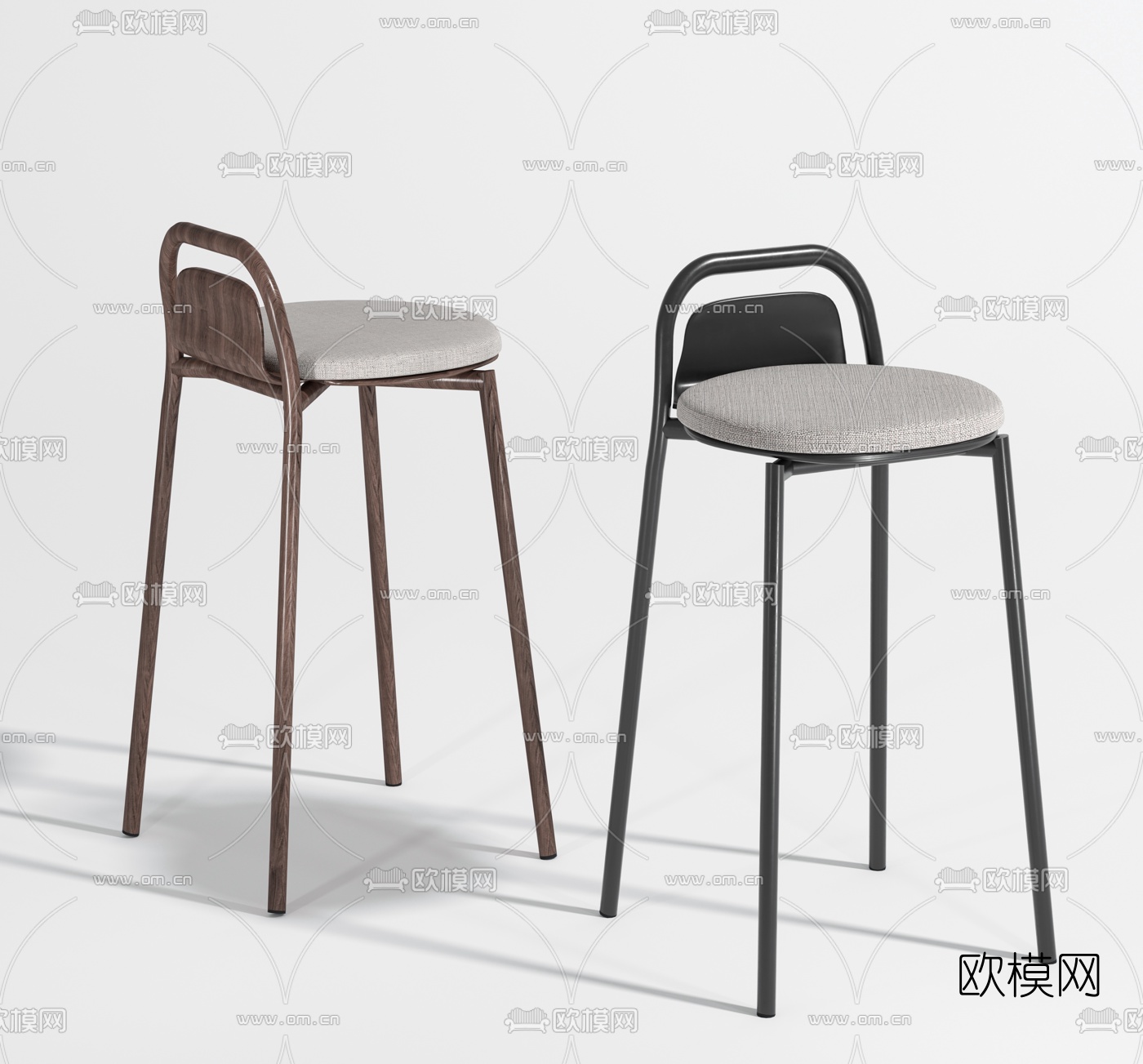 现代简易吧台椅3d模型下载（渲染图1）