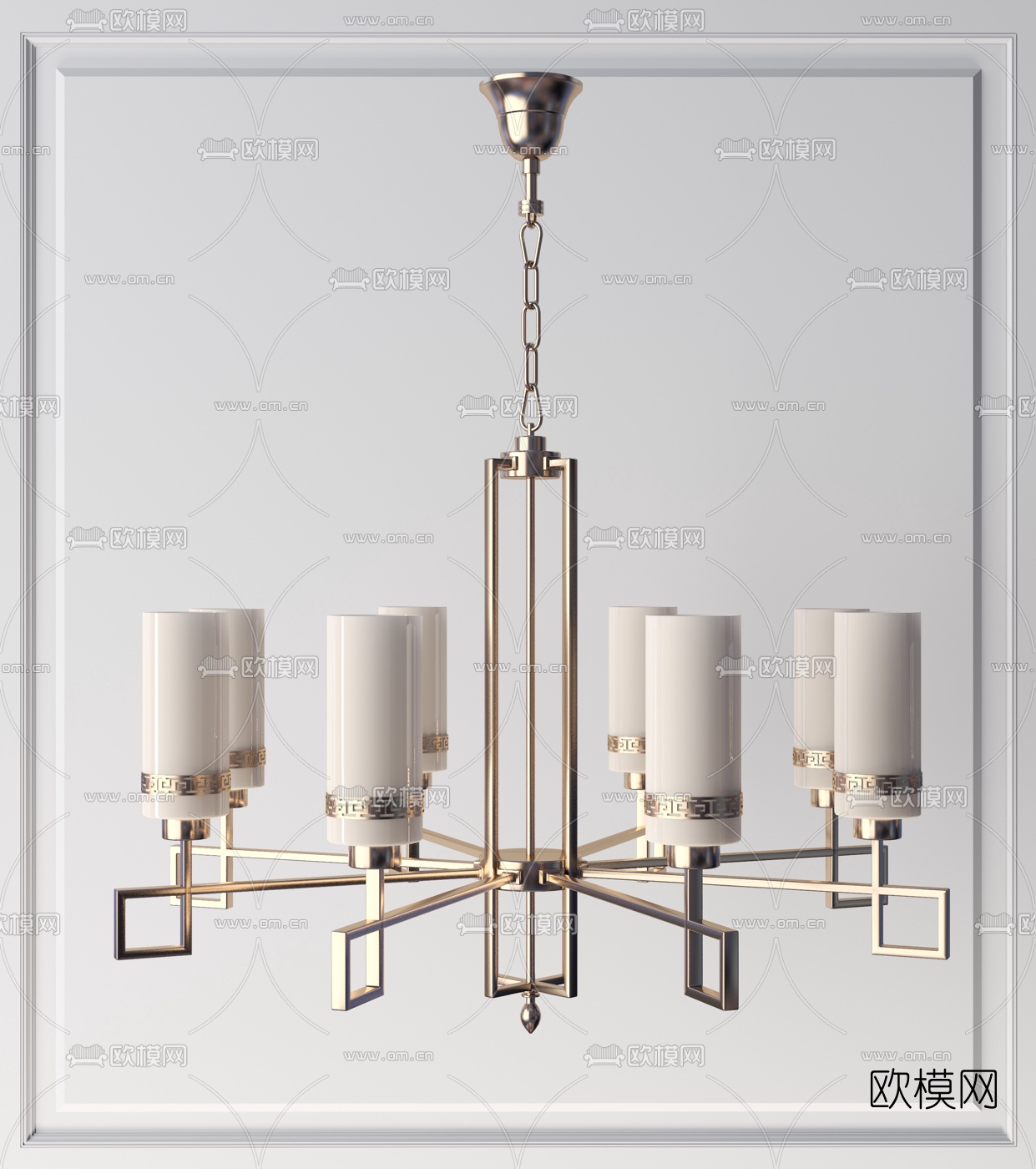 新中式轻奢多头吊灯3d模型下载（渲染图5）