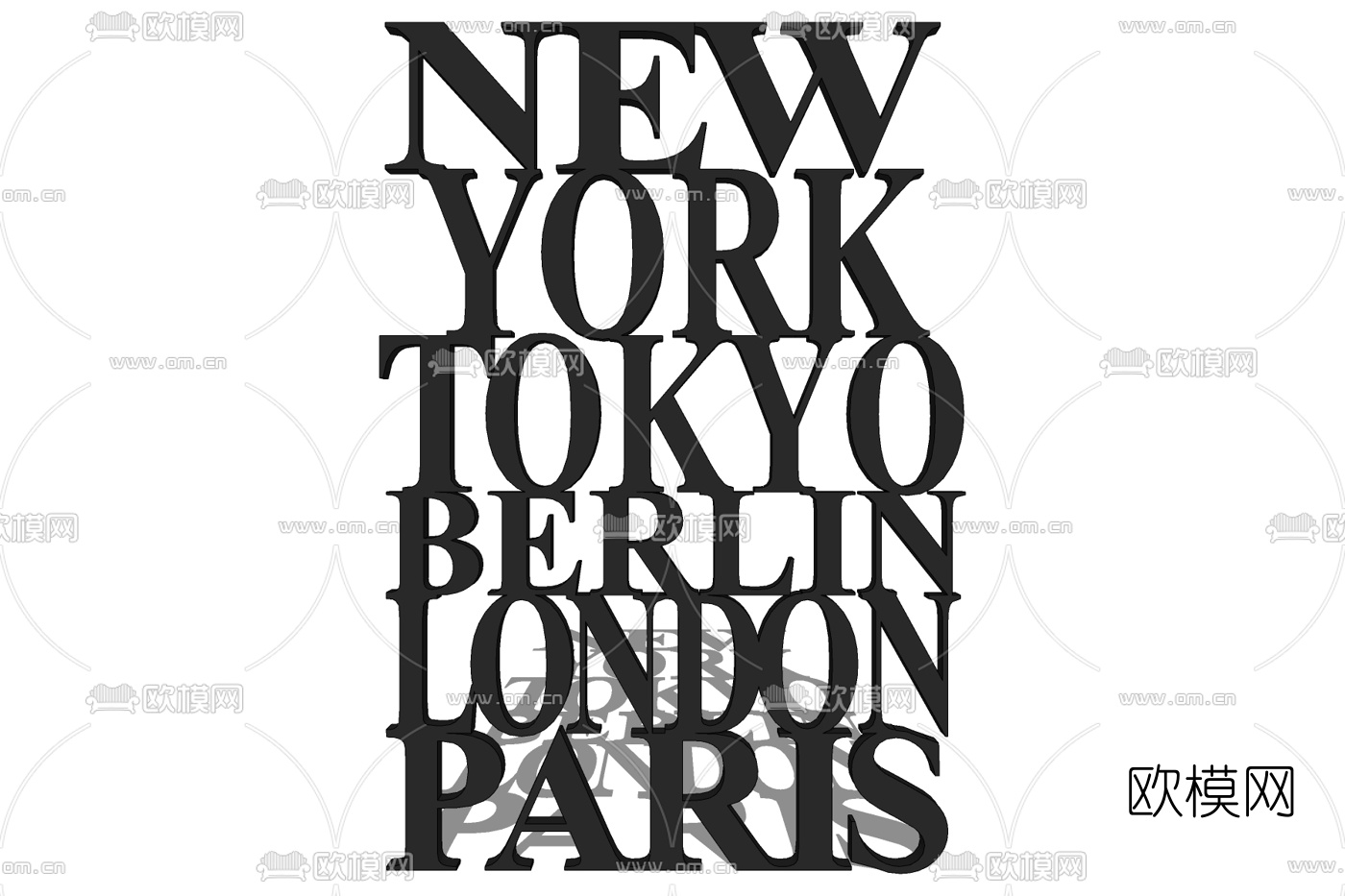 工业风金属字母摆件免费su模型下载