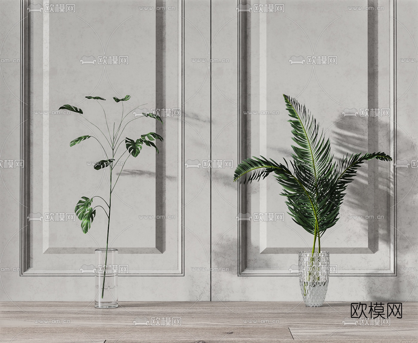 现代绿植花瓶3d模型下载