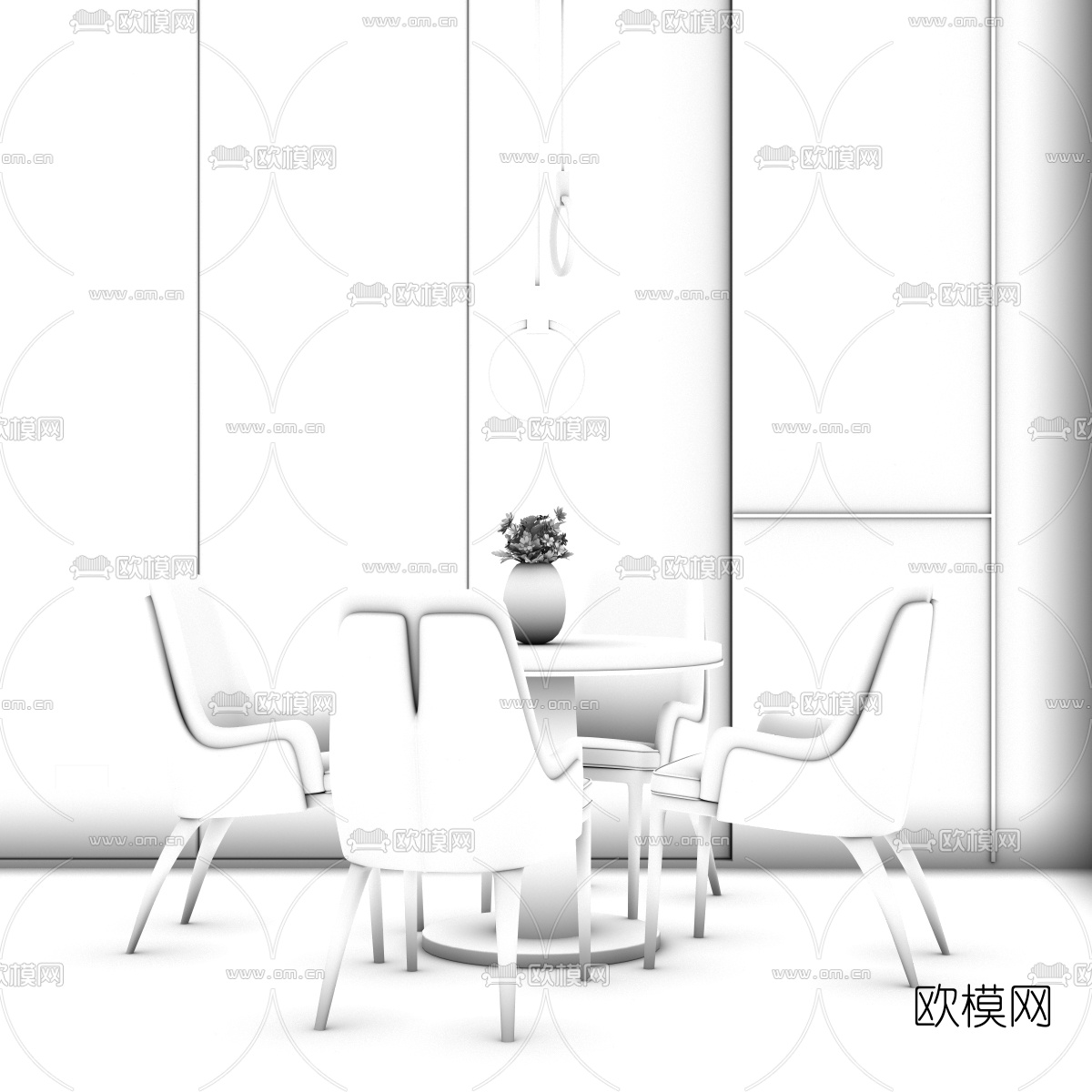 现代圆形休闲桌椅3d模型