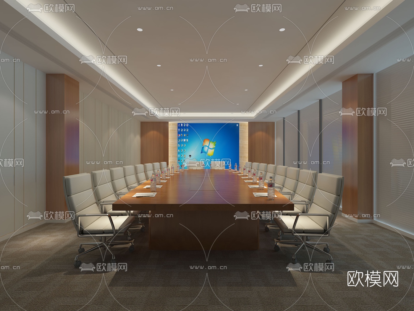 现代会议室免费3d模型下载