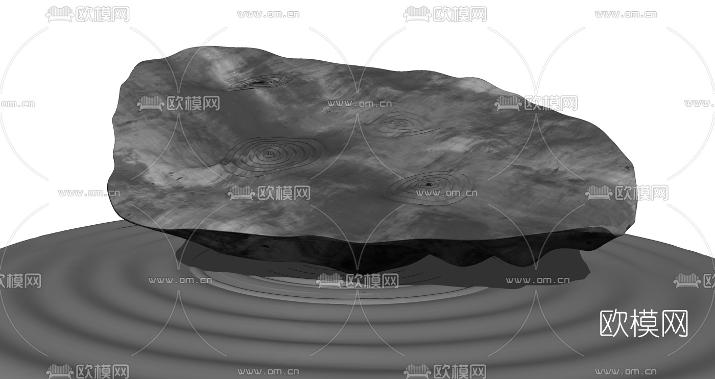 新中式景石雕塑景观小品su模型