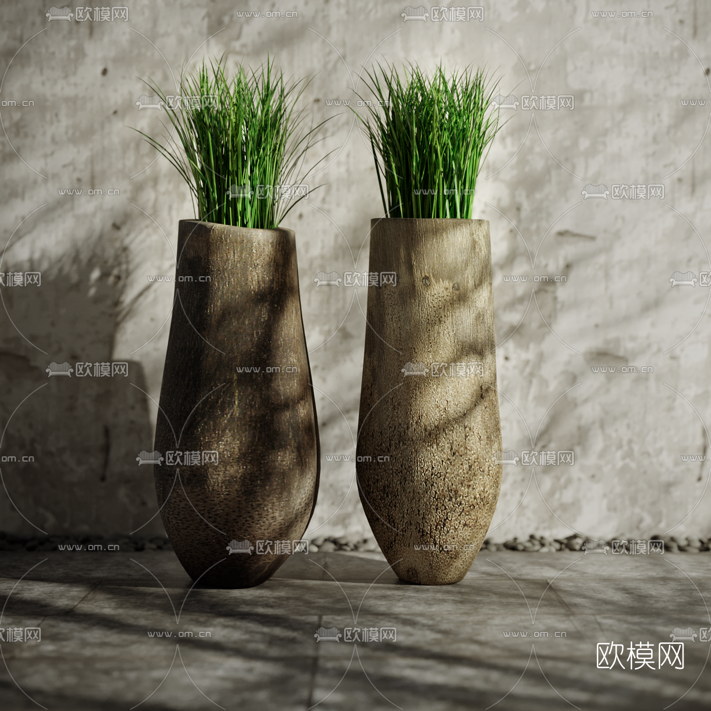 自然风绿植盆栽3d模型下载（渲染图1）