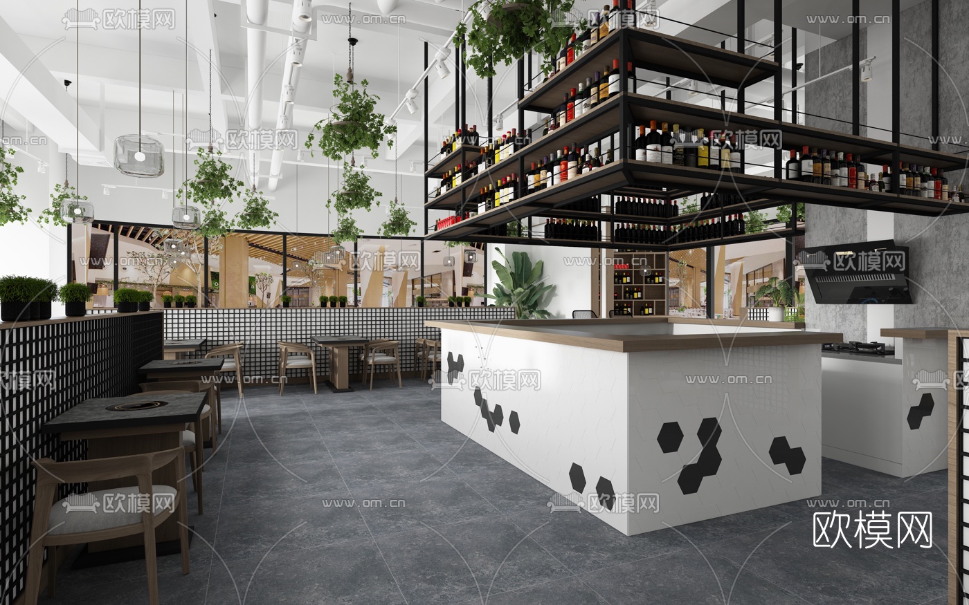 北欧水晶焖锅火锅店3d模型下载（渲染图3）