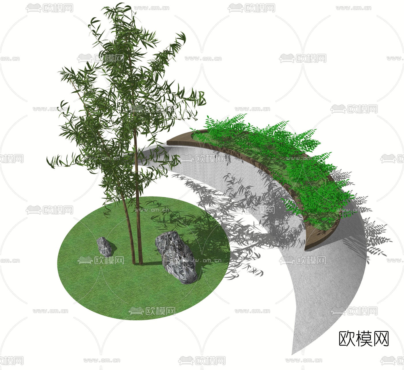 现代树池su模型下载（渲染图2）