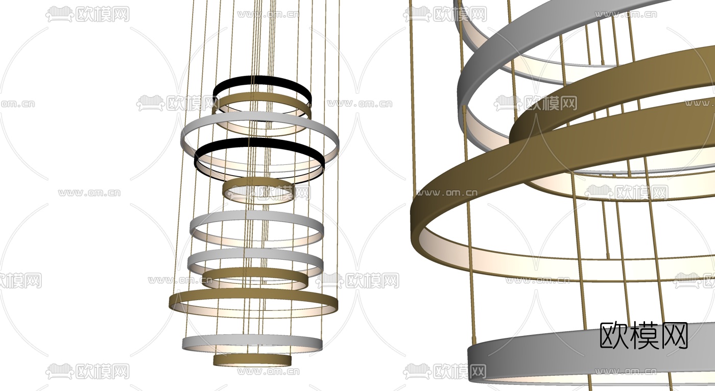 现代圆环吊灯su模型下载（渲染图2）